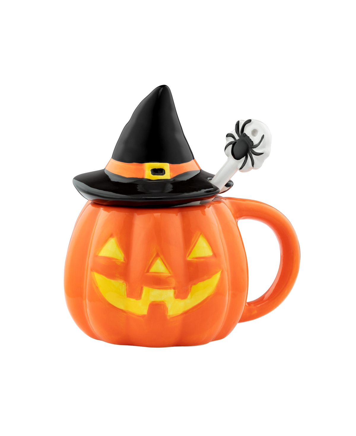 Mr. Halloween Lidded Mug With Spoon, Pumpkins In Orange