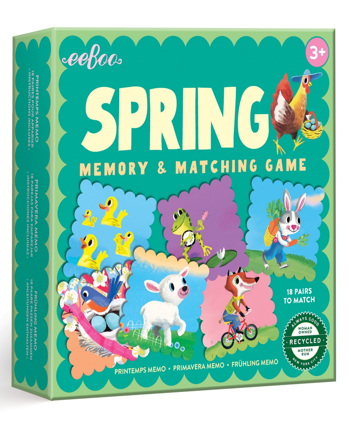Eeboo Kids' Spring Little Square Memory Game In Multi