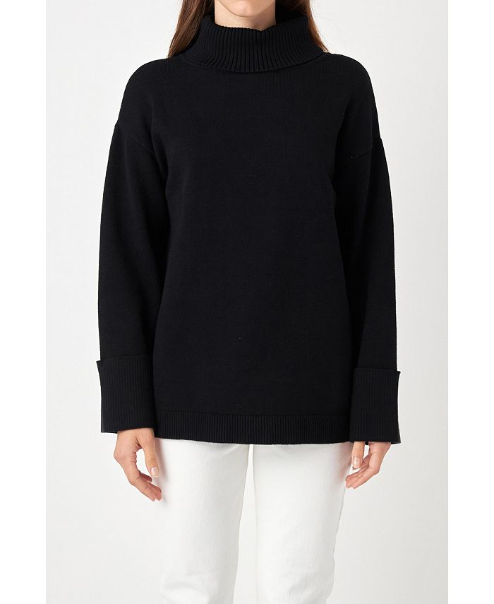 English factory turtleneck ribbed sweater sale