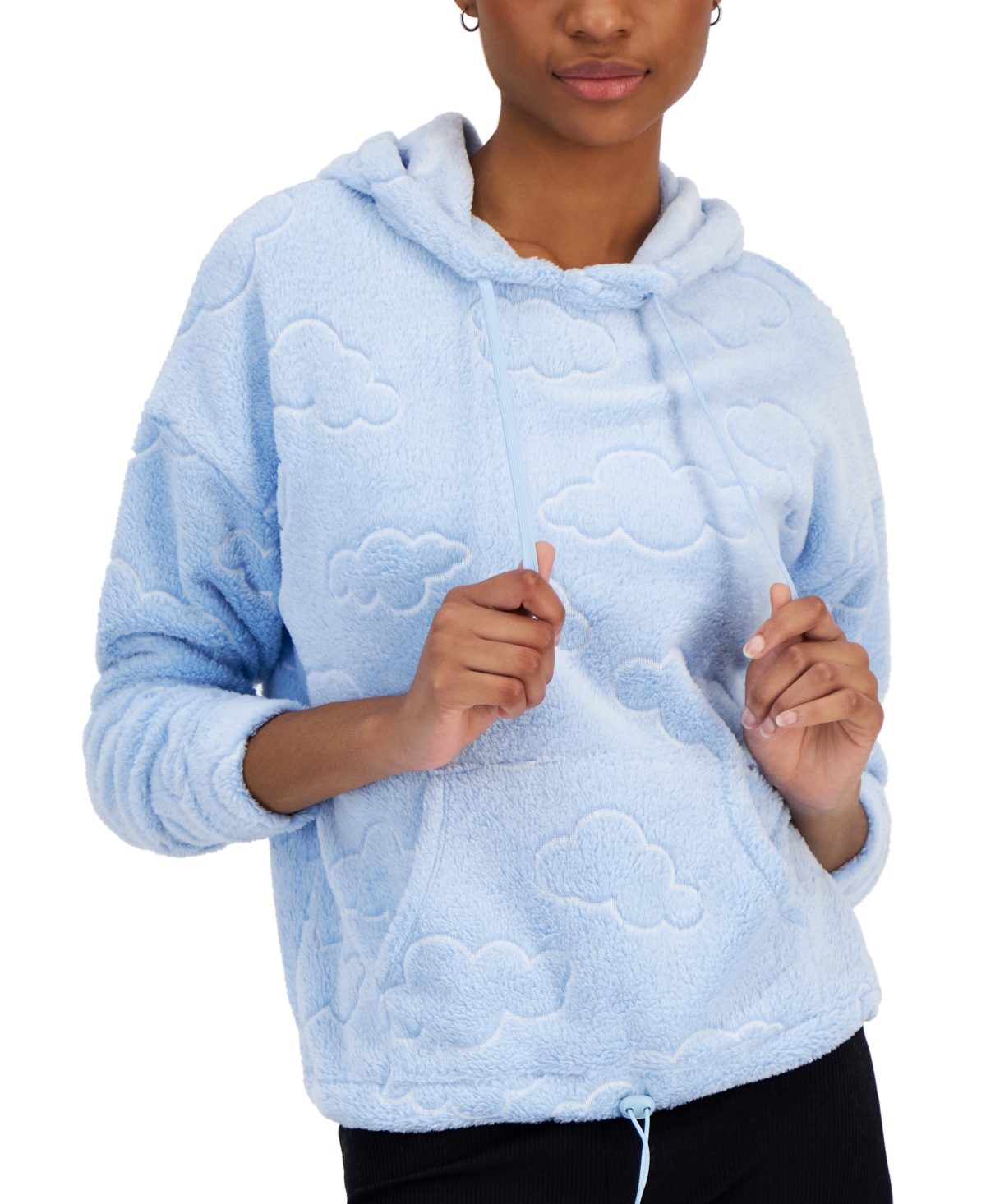 Derek Heart Juniors Start Embossed Plush Hoodie Clear Sky Smart Closet
