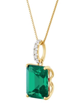 Lab Grown Sapphire (8-1/10 ct. t.w.) & Lab Grown Diamond  18" Pendant Necklace in 14k White Gold (Also in Ruby & Emerald)