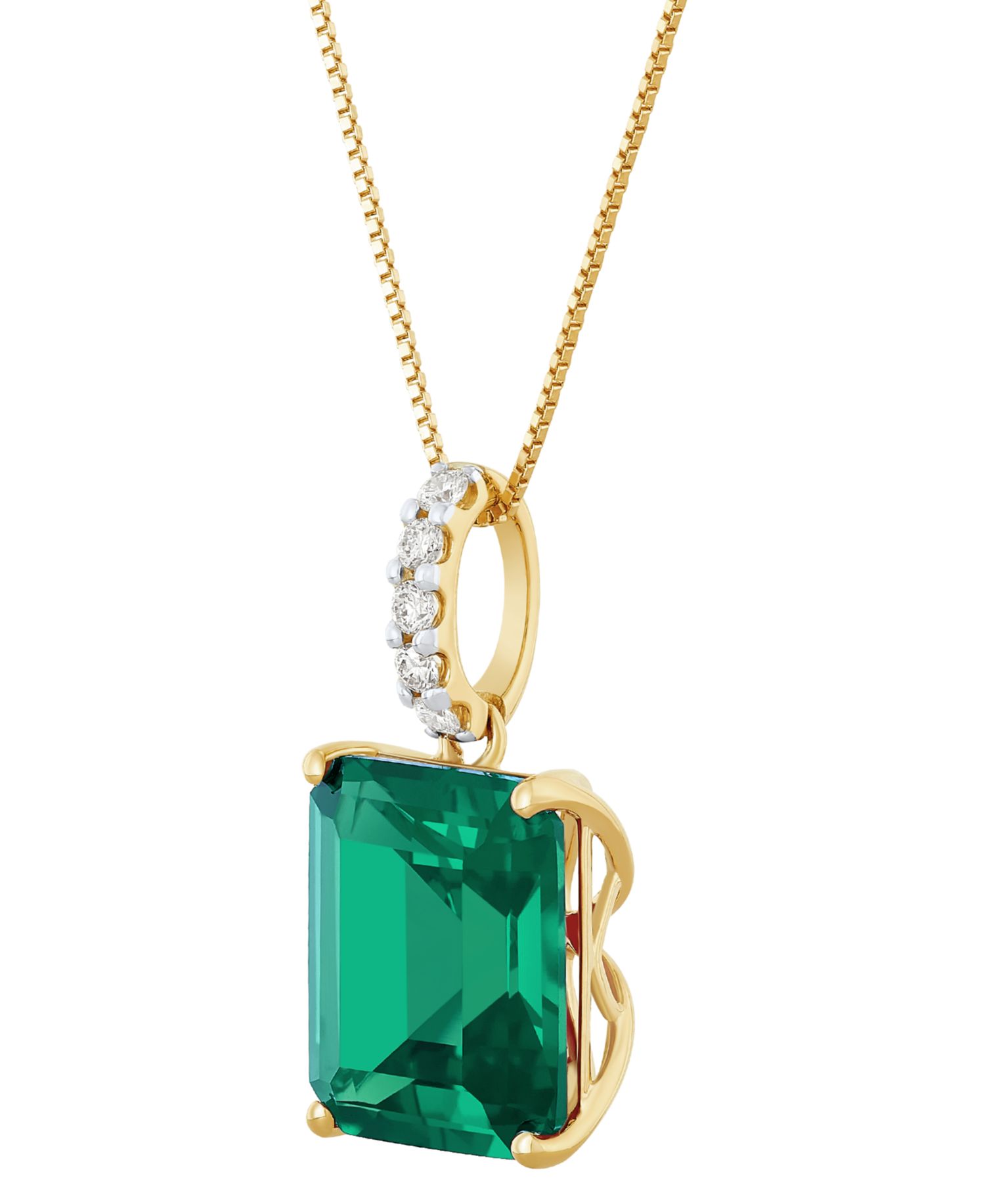 Lab Grown Sapphire (8-1/10 ct. t.w.) & Lab Grown Diamond 18" Pendant Necklace in 14k White Gold (Also in Ruby & Emerald)