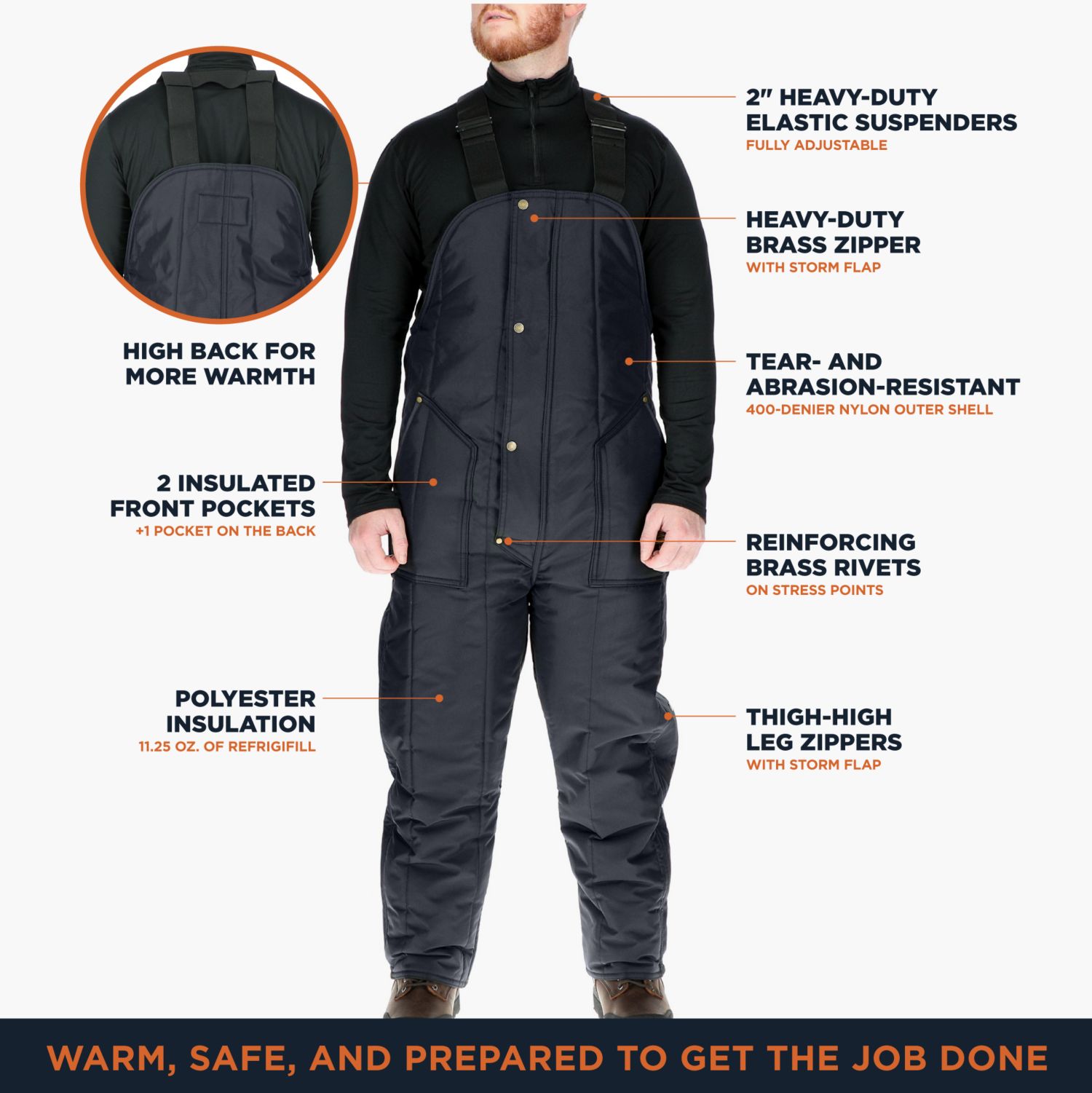 Men's Men s Iron-Tuff Insulated Bib Overalls -50degree(s)F Cold Protection, Durable Workwear