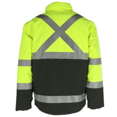 Men's HiVis 3-in-1 Rainwear Jacket - High Visibility, Waterproof, Breathable, Reflective Safety Coat with Removable Liner