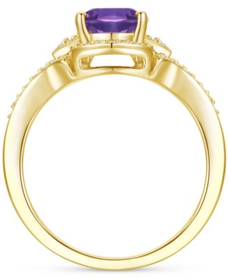 Amethyst (1-1/2 ct. t.w.) & Lab-Grown White Sapphire (1/4 ct. t.w.) Open Frame Ring in 14k Gold-Plated Sterling Silver (Also in Additional Gemstones)