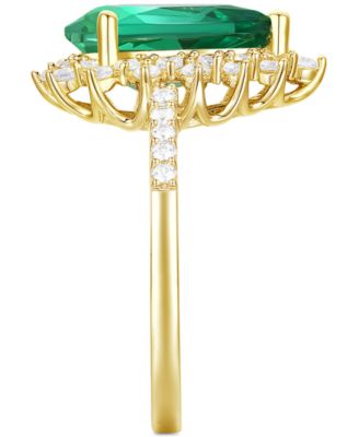Lab-Grown Emerald (2-1/4 ct. t.w.) & Lab-Grown White Sapphire (5/8 ct. t.w.) Halo Ring in 14k Gold-Plated Sterling Silver
