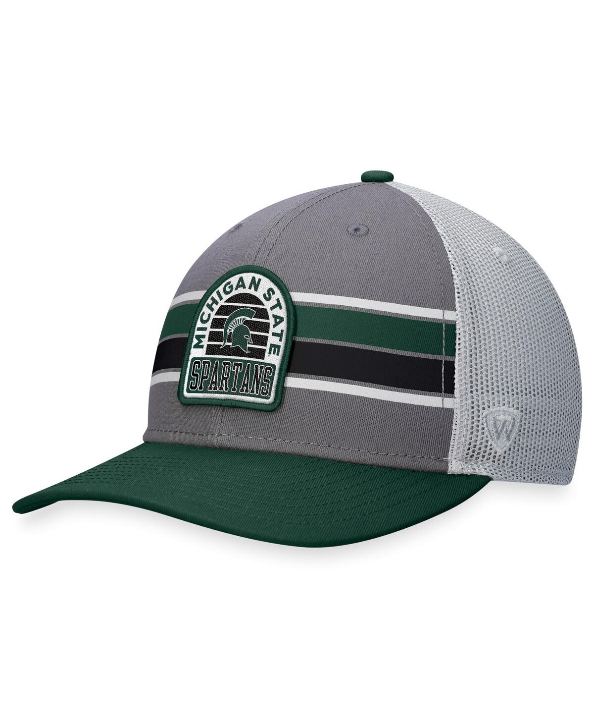Top Of The World Men's  Gray, Green Michigan State Spartans Aurora Trucker Adjustable Hat In Gray,green