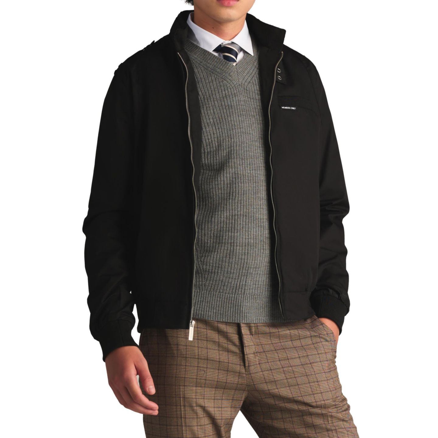 Мужская куртка Members Only Big & Tall Classic Iconic Racer Jacket (Slim Fit), цвет: Чёрный — фото 2