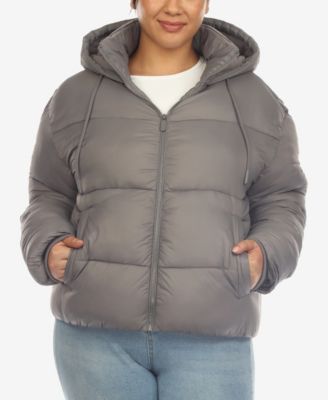 Plus Size Hooded Bomber Puffer Coat