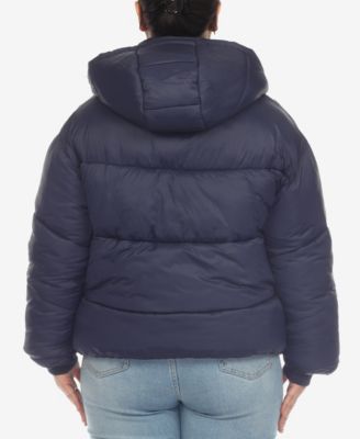 Plus Size Hooded Bomber Puffer Coat