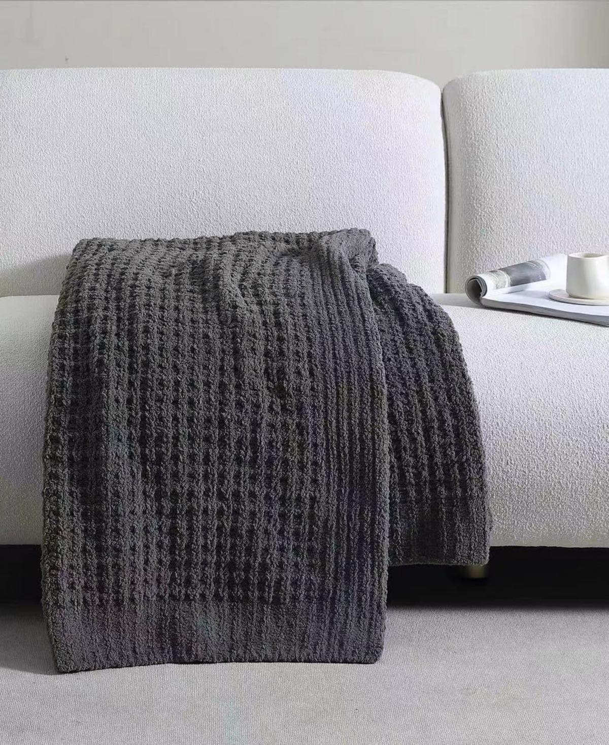 Sunday Citizen Waffle Snug Throw, 52" X 75" In Granite