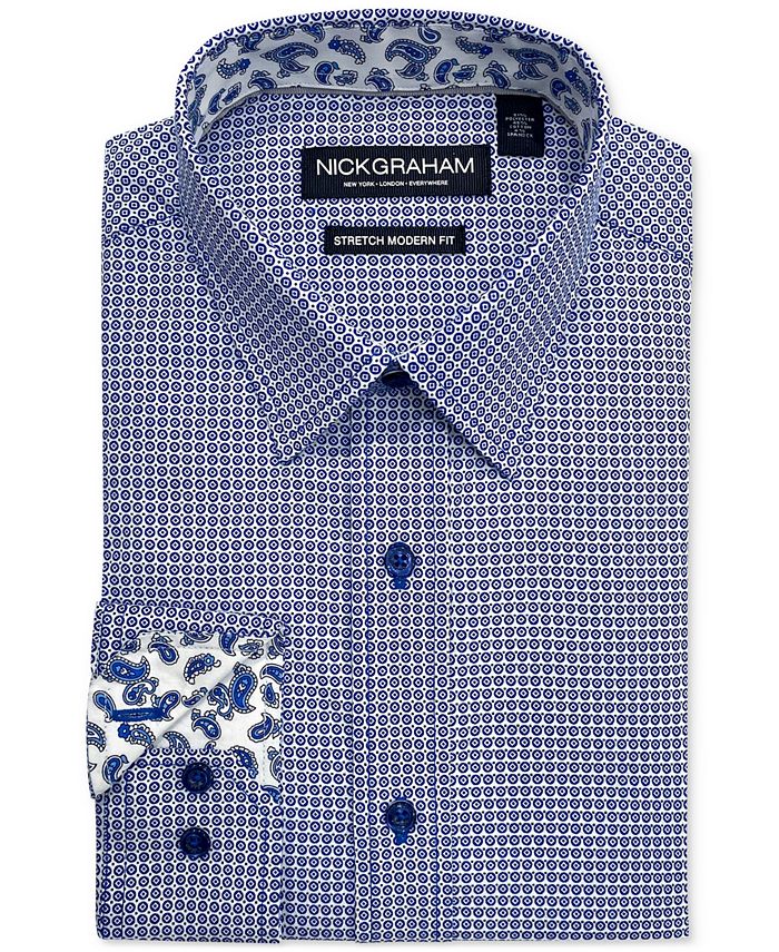 Nick Graham Men's Modern-Fit Dot Diamonds Shirt - Macy's