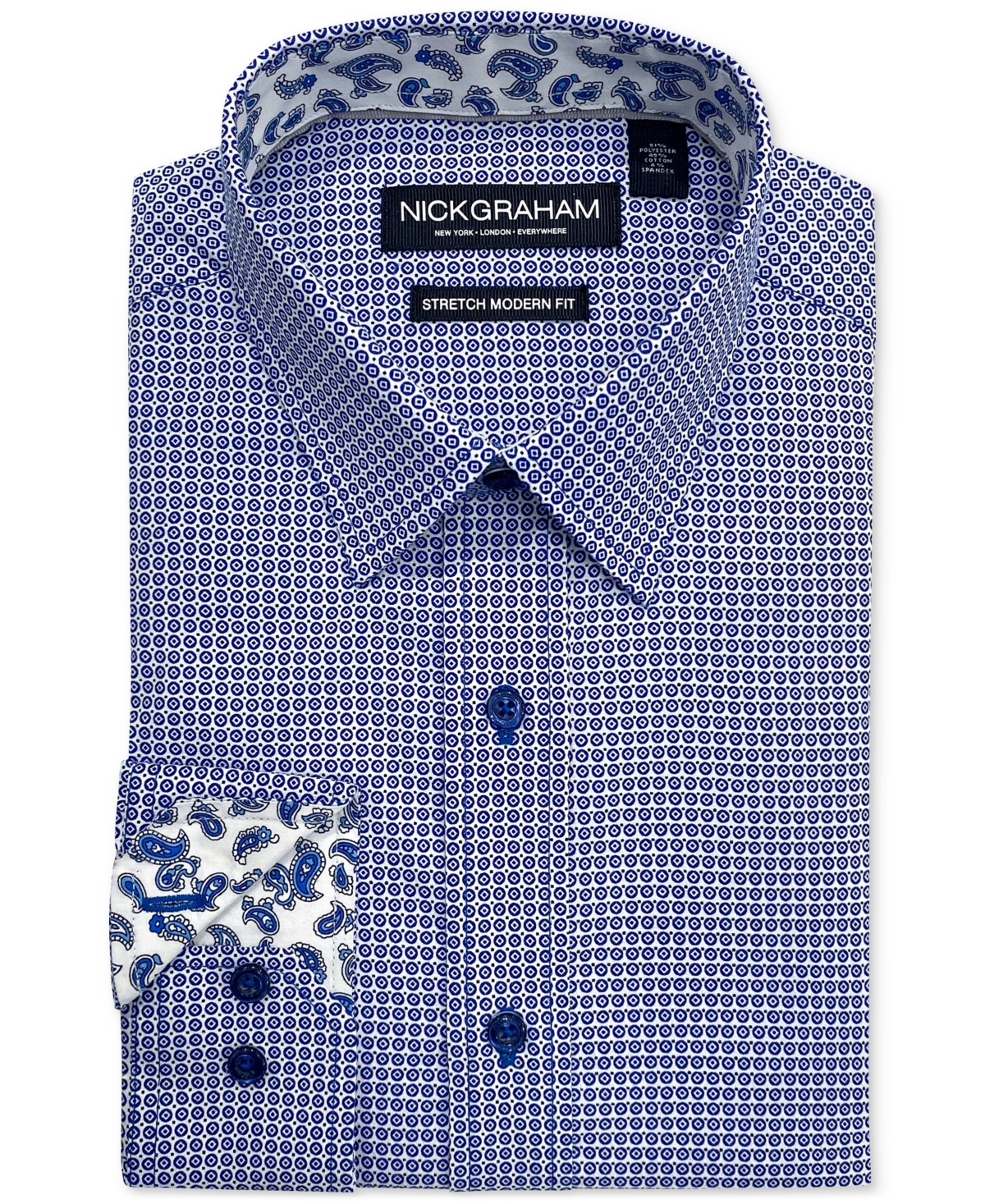 Men's Modern-Fit Dot Diamonds Shirt - Blue