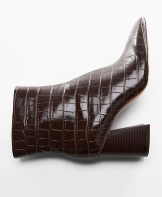 MANGO Women's Croc-Effect Ankle Boots