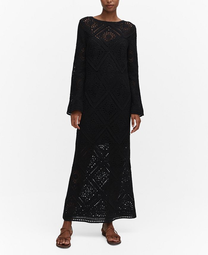 MANGO Women's Flared Sleeve Crochet Dress Macy's