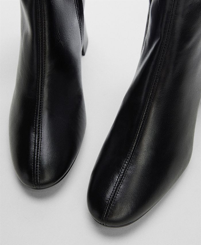 MANGO Women's Leather Ankle Block Heels Boots - Macy's