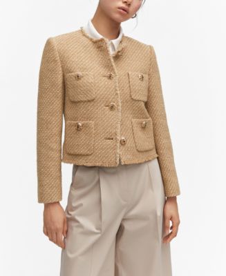 MANGO Women's Pocket Tweed-Look Cardigan - Macy's