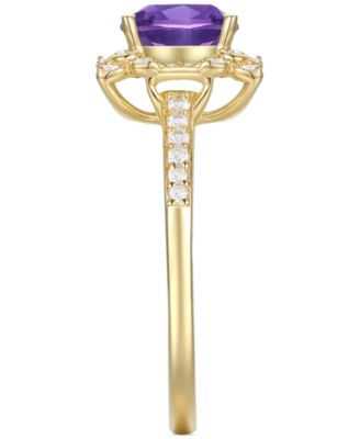 Amethyst (1-1/3 ct. t.w.) & Lab-Grown White Sapphire (1/4 ct. t.w.) Halo Ring in 14k Gold-Plated Sterling Silver (Also in Additional Gemstones)