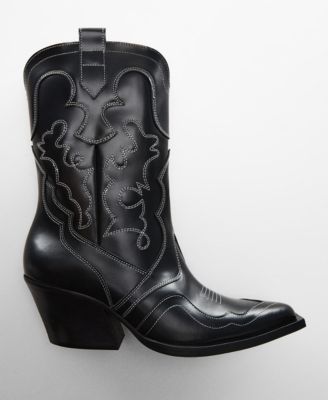 MANGO Women's Cowboy Leather Ankle Boots