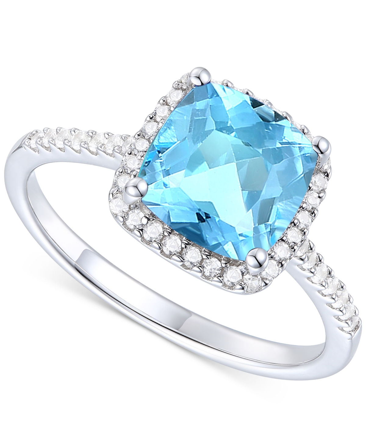 Ruby (2-1/2 ct. t.w.) & Lab-Grown White Sapphire (1/4 ct. t.w.) Halo Ring in 14k Gold-Plated Sterling Silver (Also in Additional Gemstones) - Blue Top