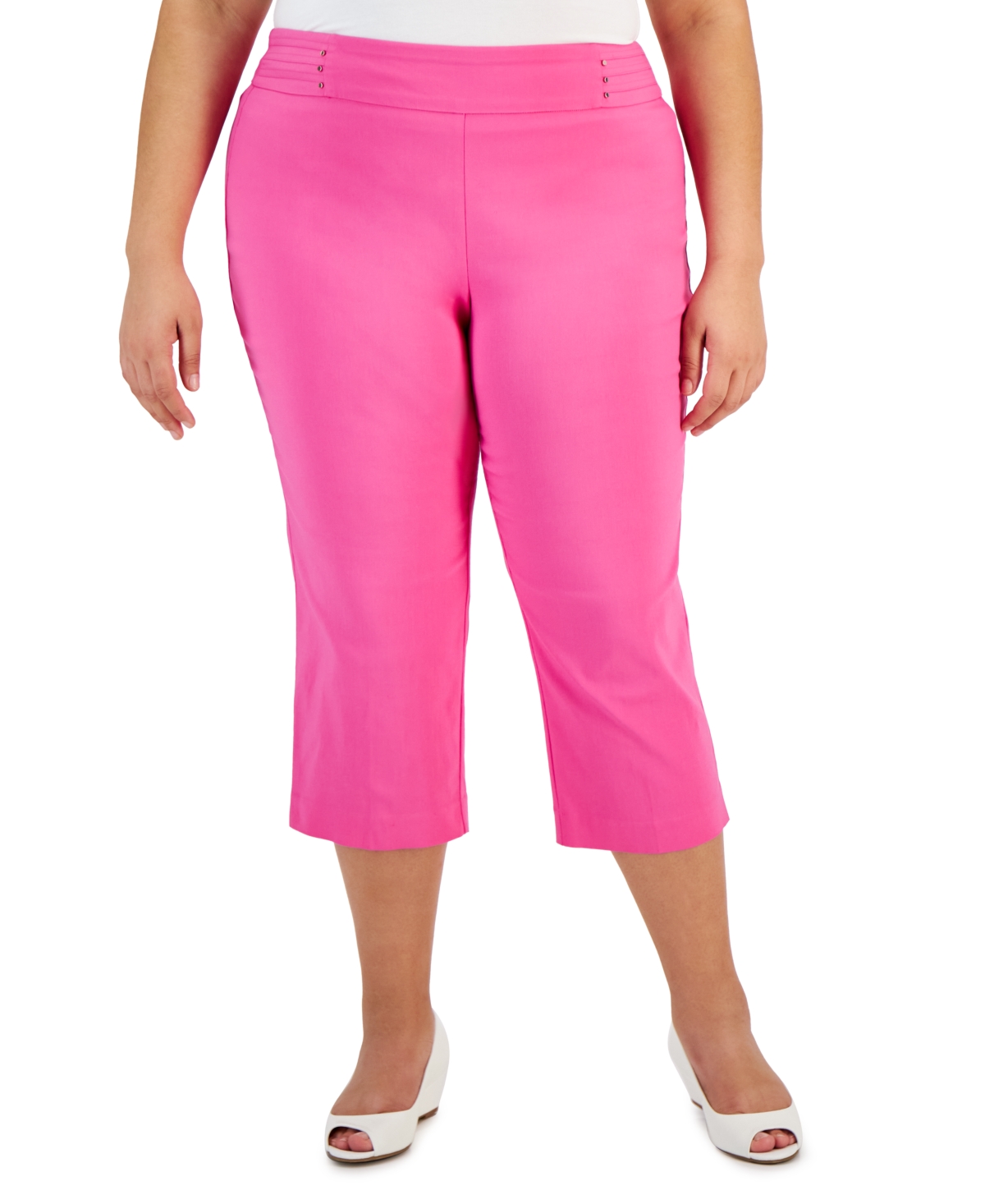 Jm Collection Plus Size Tummy Control Pull-on Capri Pants, Created For Macy's In Divine Berry