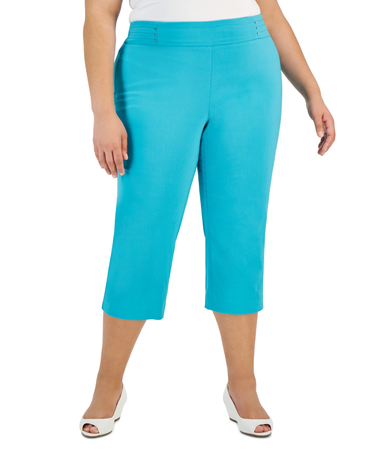 Jm Collection Plus Size Tummy Control Pull-On Slim-Leg Pants, Created for  Macy's