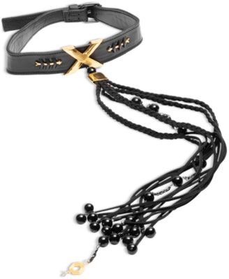 18k Gold-Plated Gemstone Faux Leather Statement Necklace, 14-1/2" + 4" extender