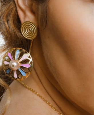 18k Gold-Plated Pink Cultured Pearl Statement Earrings