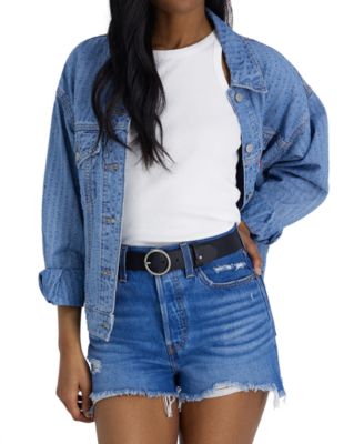 Women's Circular Center Bar Buckle Leather Belt