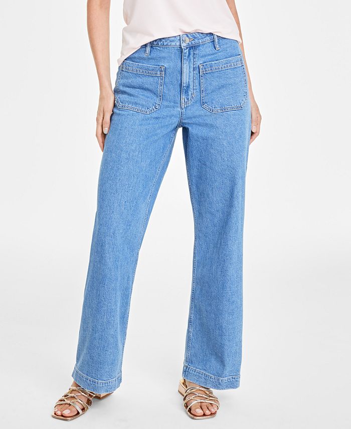 On 34th Women's Patch-Pocket Wide-Leg Jeans, Created for Macy's - Macy's