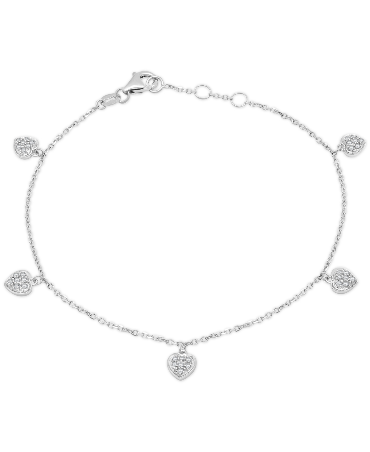 Wrapped Diamond Pave Dangle Heart Link Bracelet (1/6 Ct. T.w.) In 14k White Gold, Created For Macy's