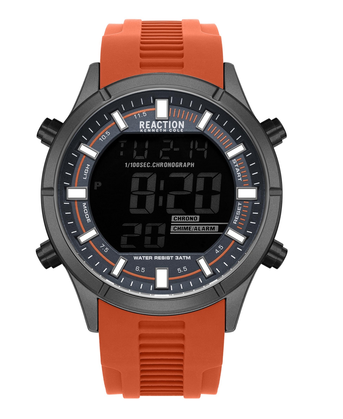 Kenneth Cole Reaction Men's Digital Orange Silicone Watch 47mm