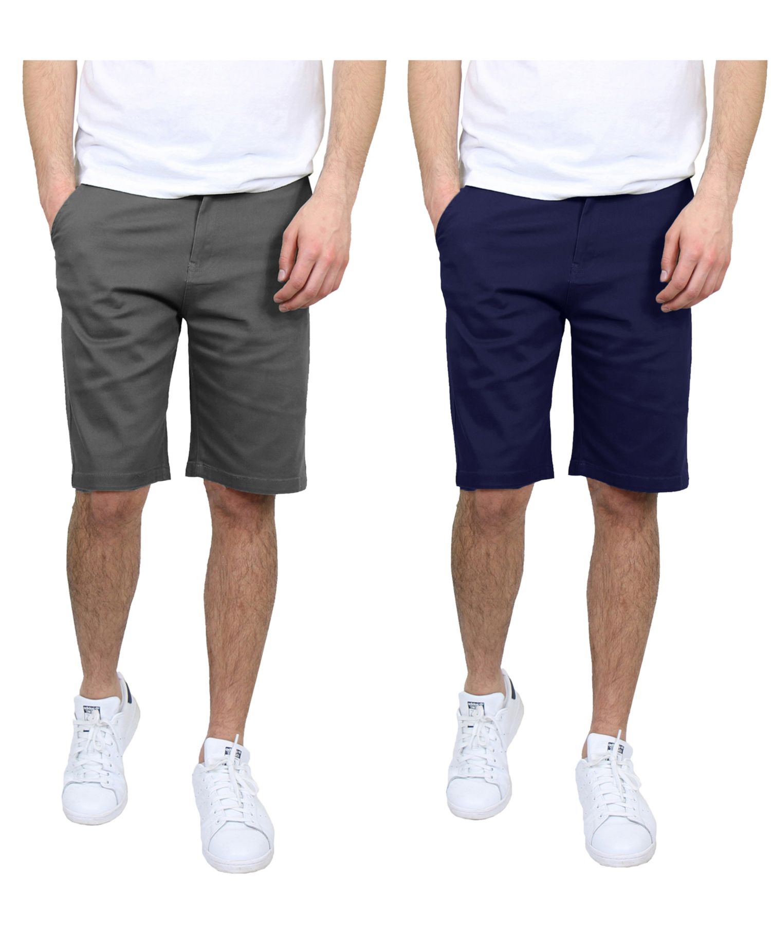 Men's 5 Pocket Flat Front Slim Fit Stretch Chino Shorts, Pack of 2