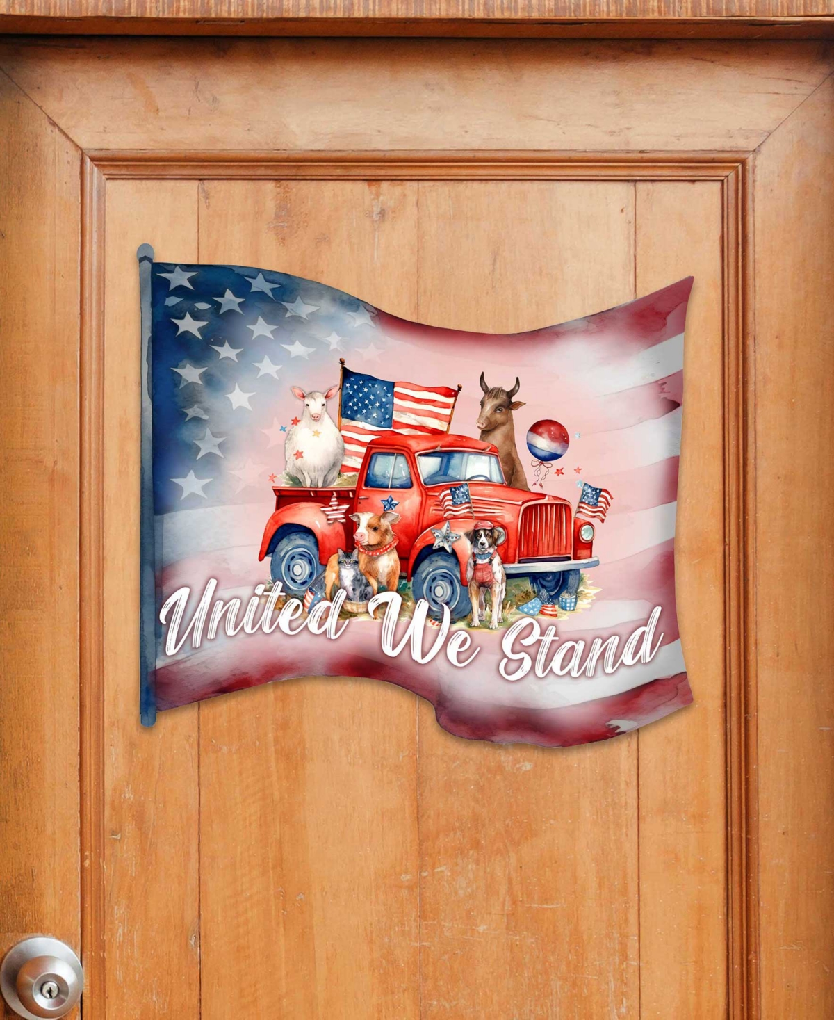 Designocracy Holiday Door Decor Wooden Welcome Sign United We Stand G. Debrekht In Multi Color