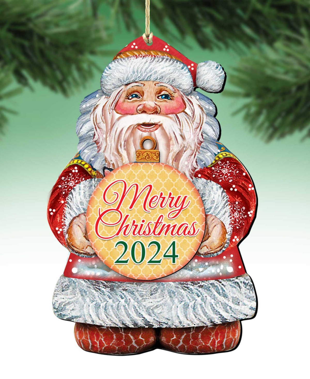 Designocracy 2024 Dated Merry Christmas Wooden Ornaments Holiday Decor Set Of 2 G. Debrekht In Multi Color
