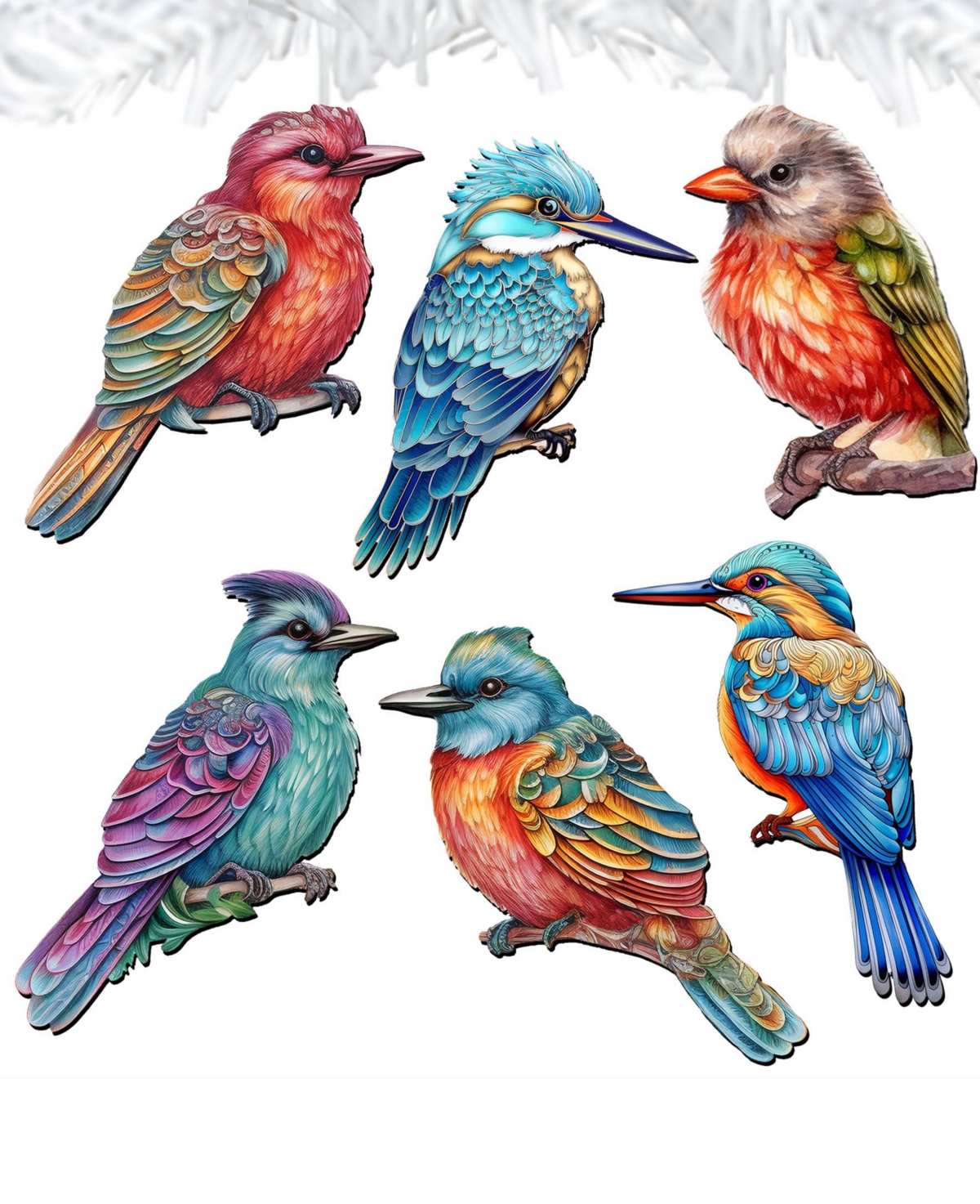 Shop Designocracy Holiday Wooden Clip-on Ornaments Colorful Birds Set Of 6 G. Debrekht In Multi Color