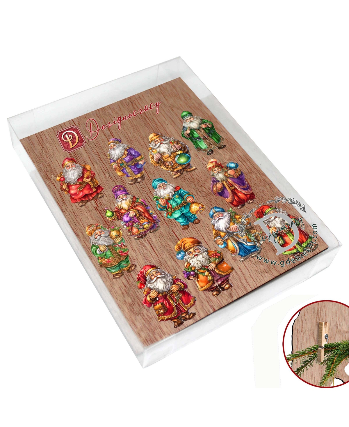 Designocracy Holiday Wooden Clip-on Ornaments Butterfly Set Of 6 G. Debrekht In Multi Color