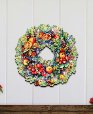Holiday Wooden Door Decor Wall Decor Summer Harvest Fruit Wreath G. DeBrekht