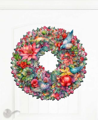Holiday Wooden Door Decor Wall Decor Summer Blooms Wreath G. DeBrekht