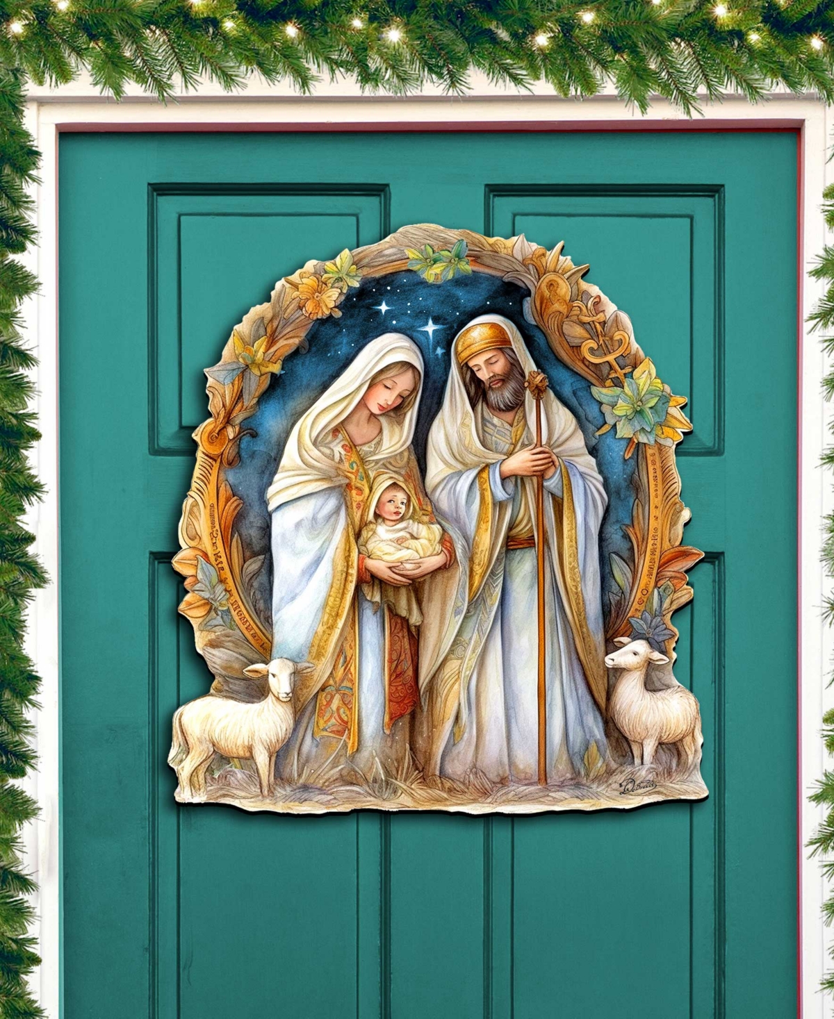Shop Designocracy Nostalgic Nativity Scene Christmas Wooden Wall Decor Door Decor G. Debrekht In Multi Color