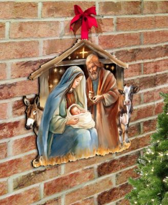 Born Under Bright Star Nativity Christmas Wooden Door Decor G. DeBrekht