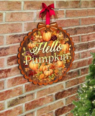 Holiday Wooden Door Decor Welcome Sign Hello Pumpkin G. DeBrekht