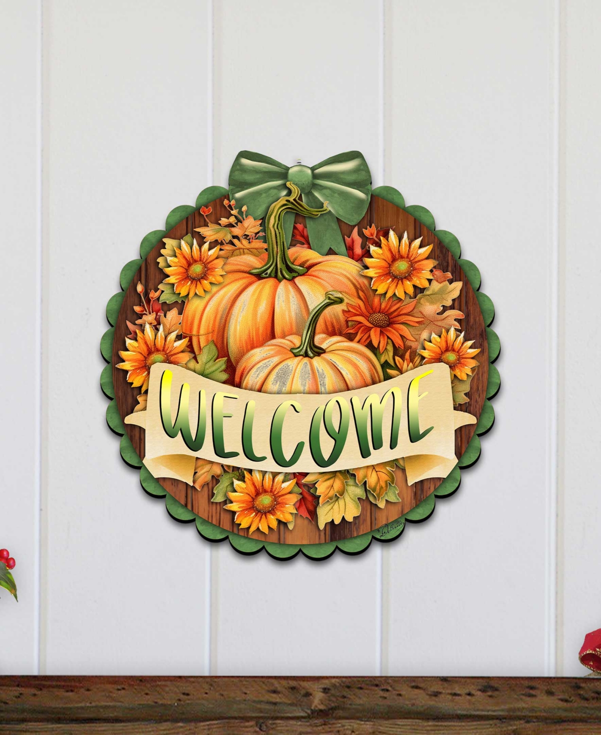 Designocracy Holiday Welcome Sign Wooden Door Decor Hanging Decoration Welcome G. Debrekht In Multi Color