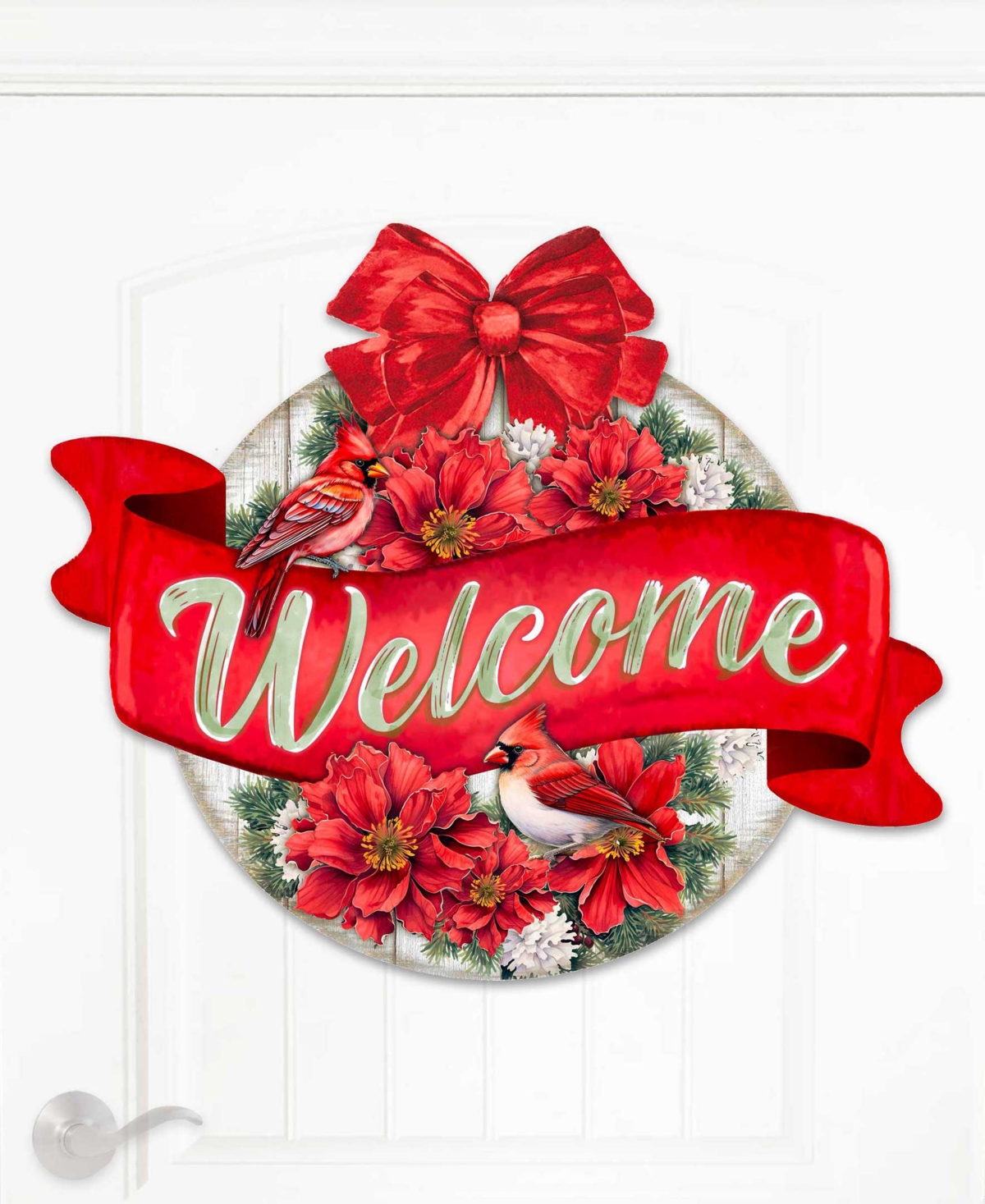Designocracy Christmas Wreath Christmas Wooden Door Decor Welcome Sign G. Debrekht In Multi Color