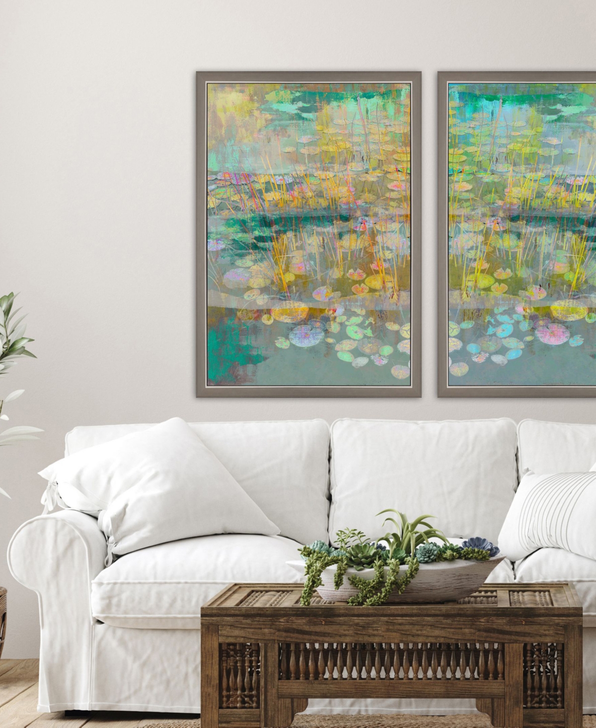Paragon Picture Gallery Reeds And Lilies I Framed Art In Turquoise