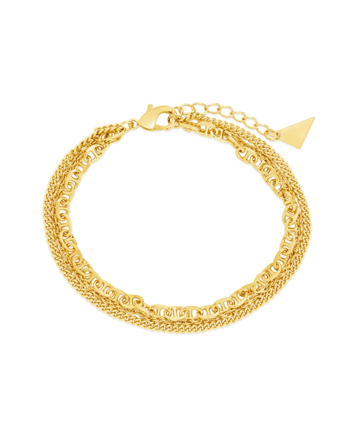 14K Gold Plated or Rhodium Plated Triple Chain Nevaeh Bracelet - Silver