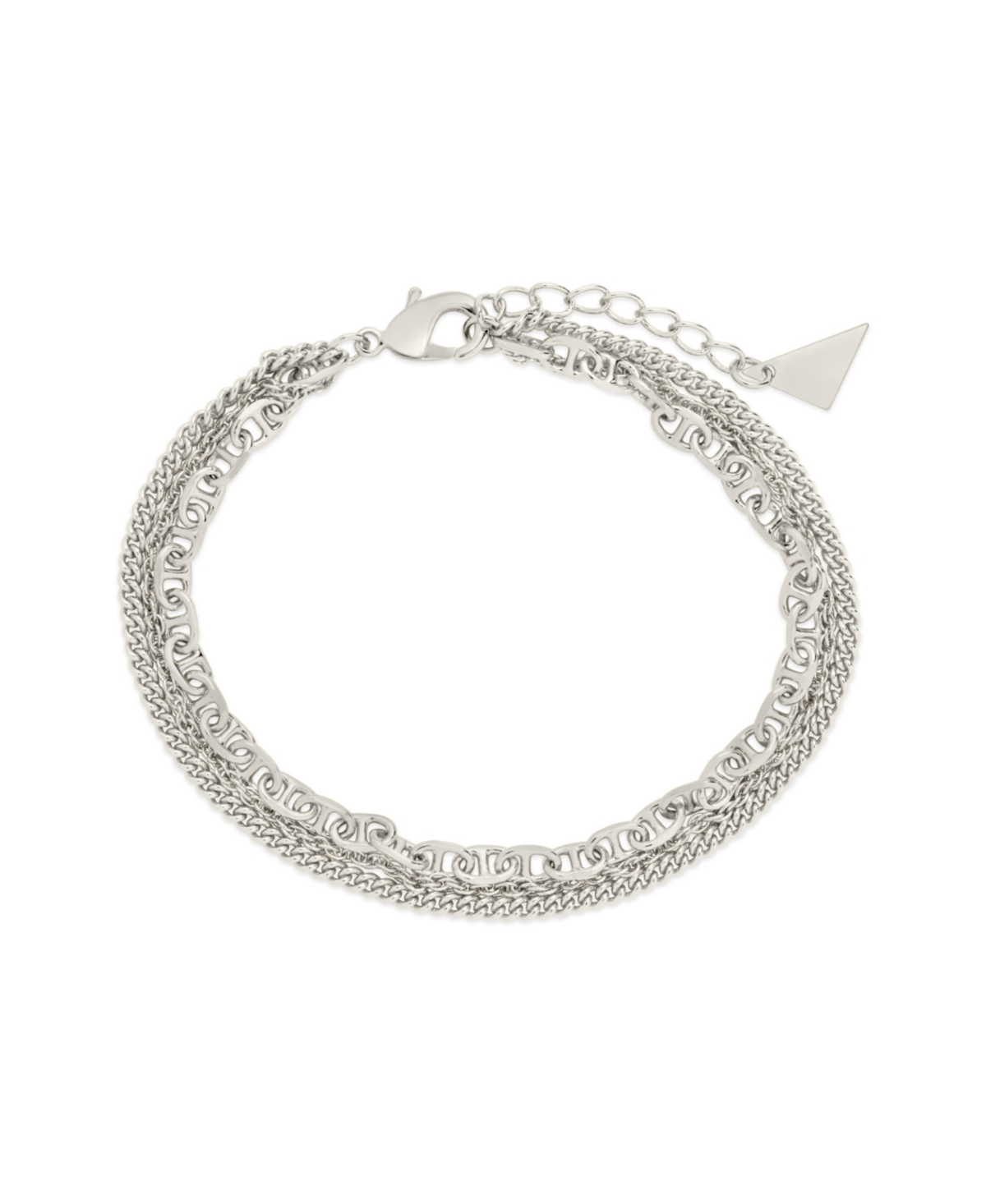 Shop Sterling Forever 14k Gold Plated Or Rhodium Plated Triple Chain Nevaeh Bracelet In Silver