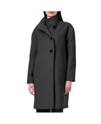 Bernardo Womens Wool Coat with Stand Collar - Macy's