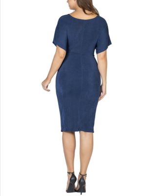 Women's Short Sleeve V-neck Twist Front Dress