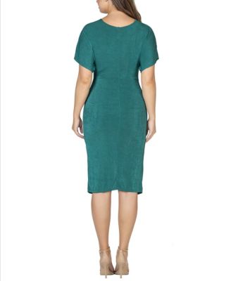 Women's Short Sleeve V-neck Twist Front Dress